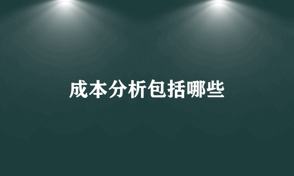 成本分析包括哪些