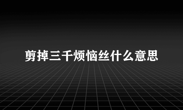 剪掉三千烦恼丝什么意思