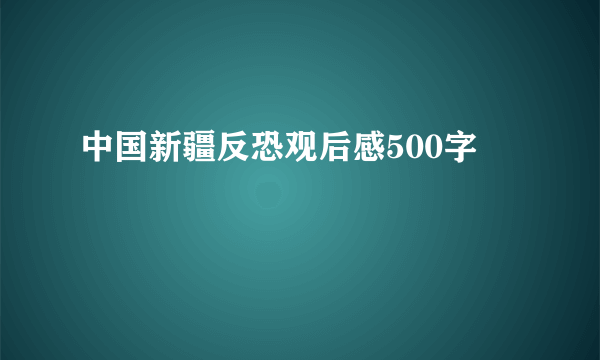 中国新疆反恐观后感500字