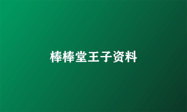 棒棒堂王子资料