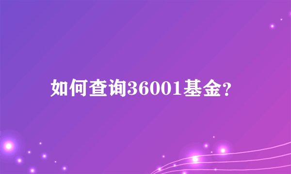 如何查询36001基金？
