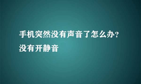 手机突然没有声音了怎么办？没有开静音