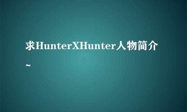 求HunterXHunter人物简介~