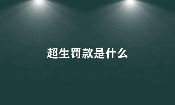 超生罚款是什么