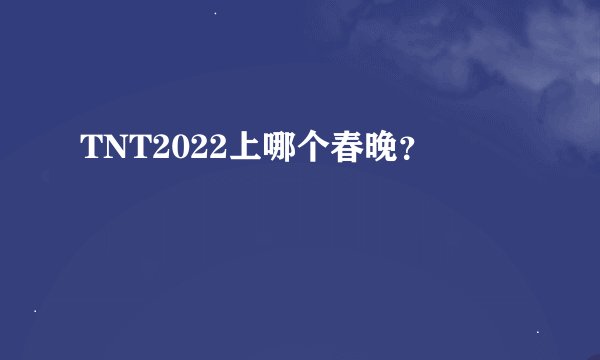 TNT2022上哪个春晚？
