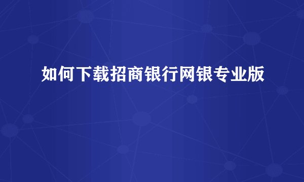 如何下载招商银行网银专业版
