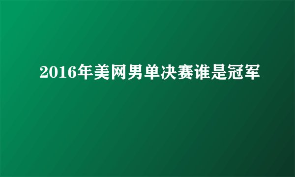 2016年美网男单决赛谁是冠军