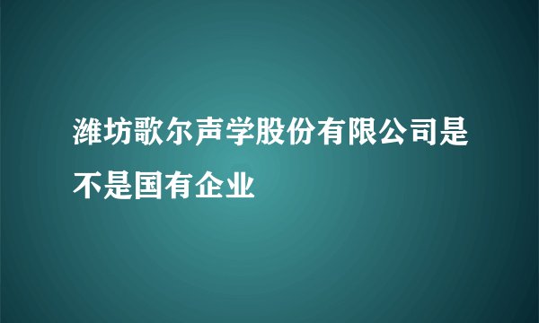 潍坊歌尔声学股份有限公司是不是国有企业