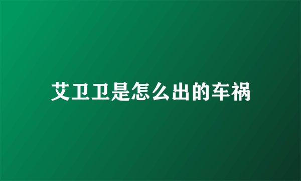艾卫卫是怎么出的车祸