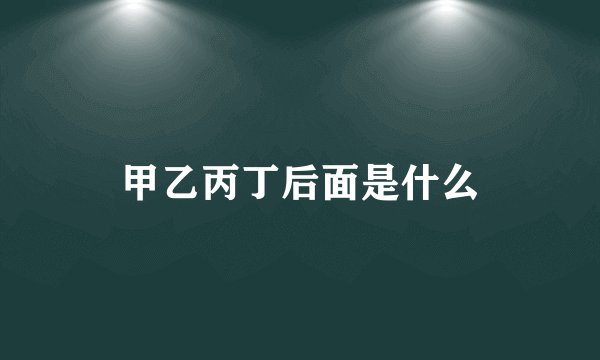 甲乙丙丁后面是什么