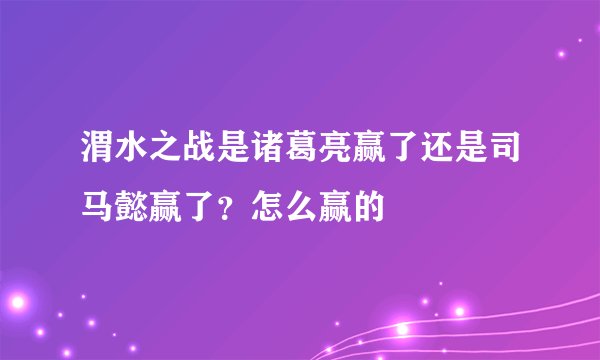 渭水之战是诸葛亮赢了还是司马懿赢了？怎么赢的