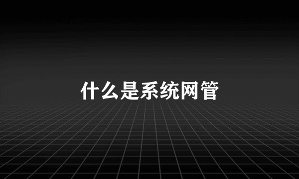 什么是系统网管