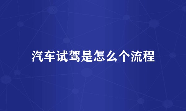 汽车试驾是怎么个流程