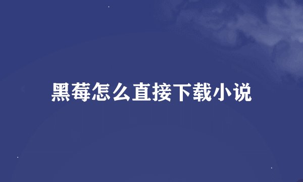 黑莓怎么直接下载小说
