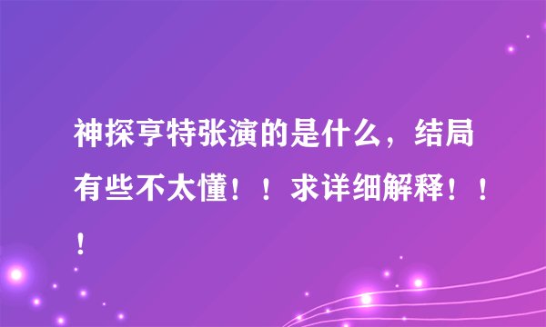 神探亨特张演的是什么，结局有些不太懂！！求详细解释！！！