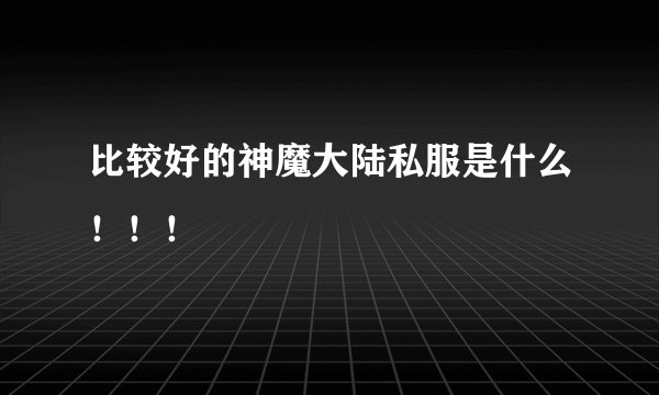 比较好的神魔大陆私服是什么！！！