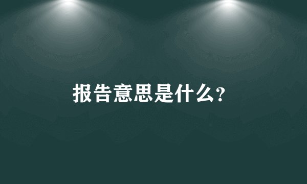 报告意思是什么？