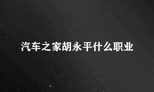 汽车之家胡永平什么职业