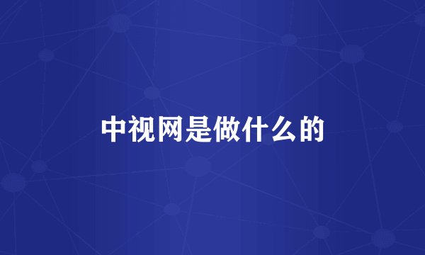 中视网是做什么的