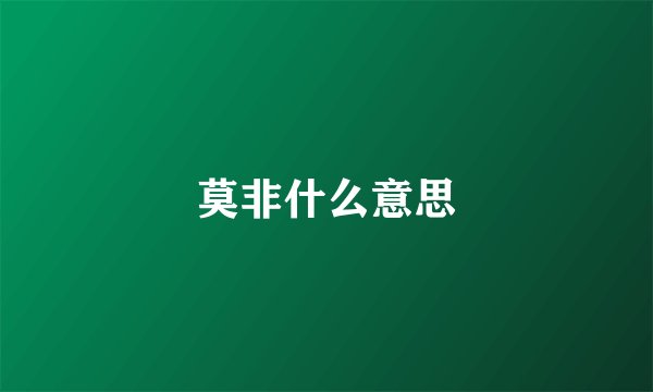 莫非什么意思