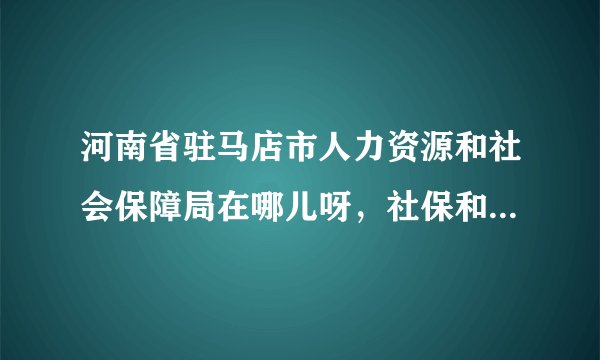 河南省驻马店市人力资源和社会保障局在哪儿呀，社保和报到证的问题，需要权威的解答，谢谢！