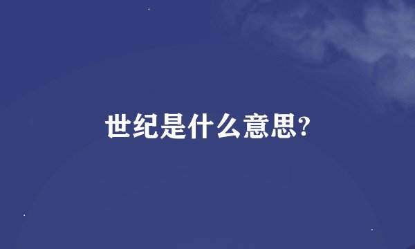 世纪是什么意思?