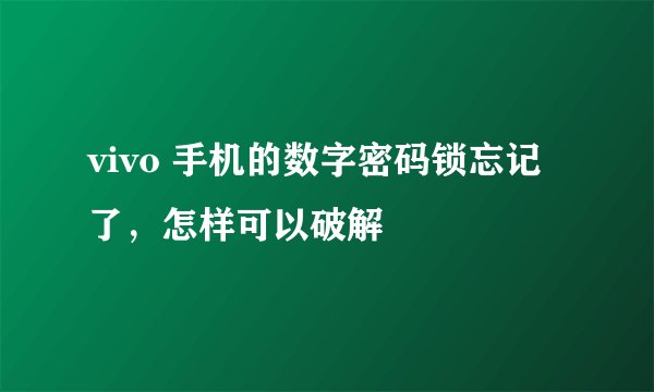 vivo 手机的数字密码锁忘记了，怎样可以破解