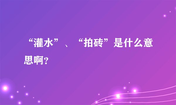 “灌水”、“拍砖”是什么意思啊？