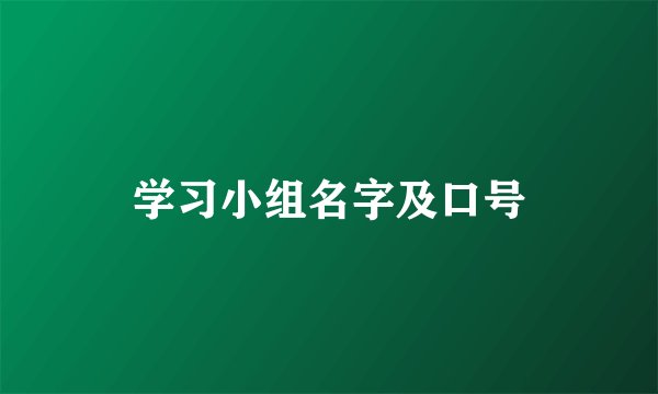 学习小组名字及口号