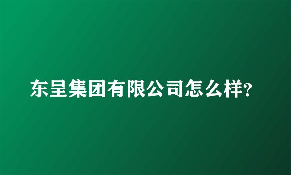 东呈集团有限公司怎么样？