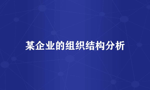 某企业的组织结构分析