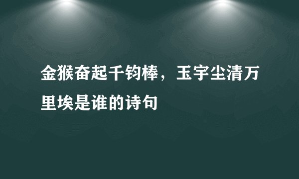 金猴奋起千钧棒，玉宇尘清万里埃是谁的诗句