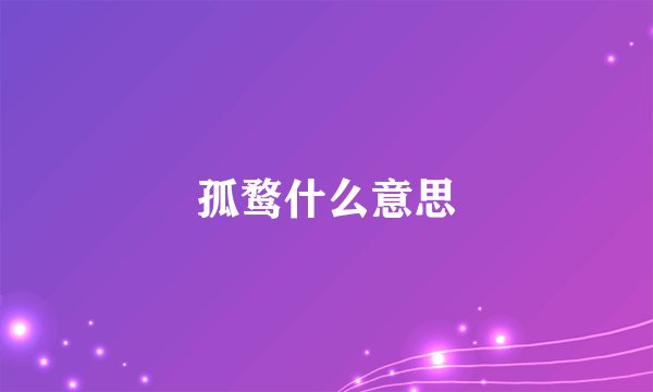 孤鹜什么意思
