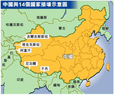 按顺序说出中国14个陆上邻国和6个隔海相望的国家
