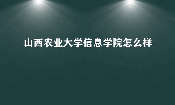 山西农业大学信息学院怎么样