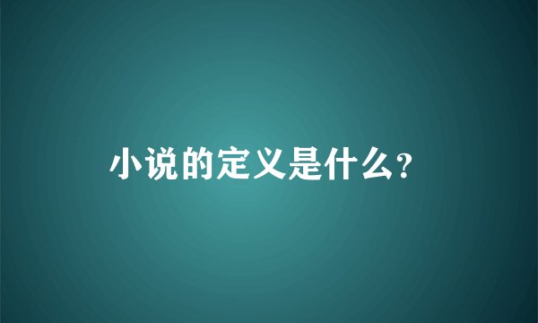 小说的定义是什么？