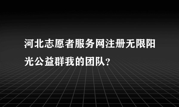 河北志愿者服务网注册无限阳光公益群我的团队？