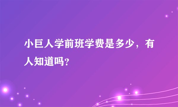 小巨人学前班学费是多少，有人知道吗？