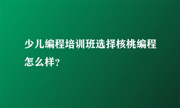 少儿编程培训班选择核桃编程怎么样？