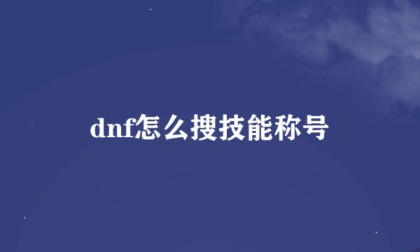dnf怎么搜技能称号