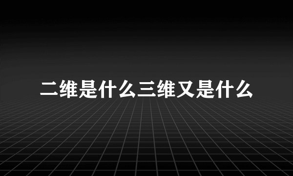 二维是什么三维又是什么