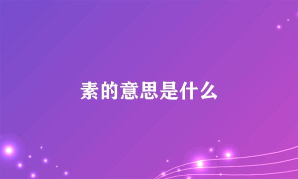 素的意思是什么