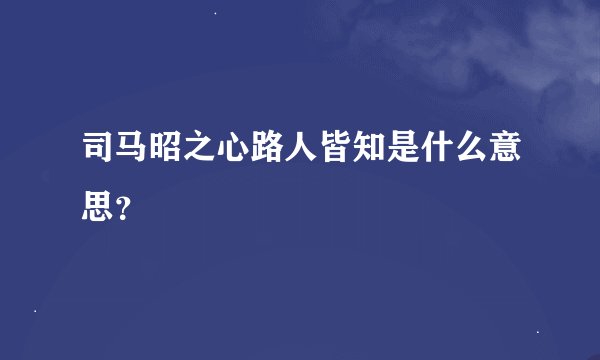 司马昭之心路人皆知是什么意思？