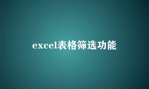 excel表格筛选功能