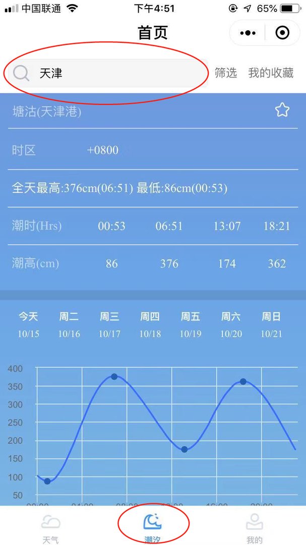 天津每天的涨潮落潮时间表在那可以找到？