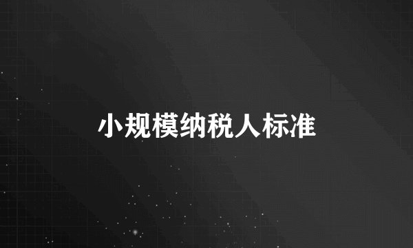 小规模纳税人标准