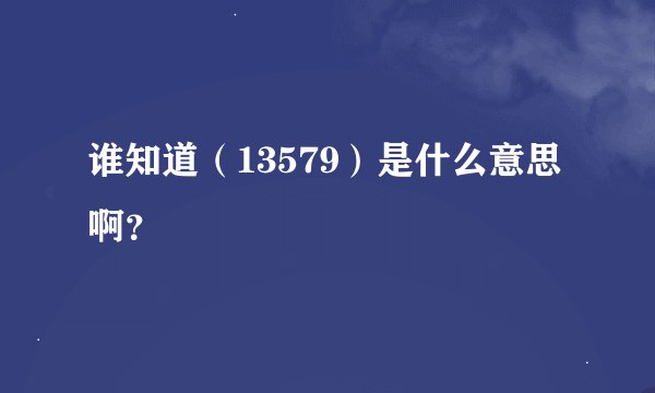谁知道（13579）是什么意思啊？