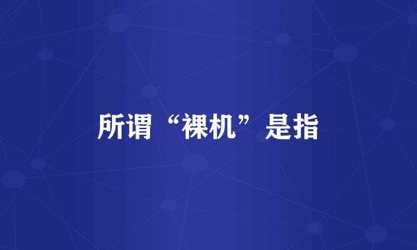 所谓“裸机”是指