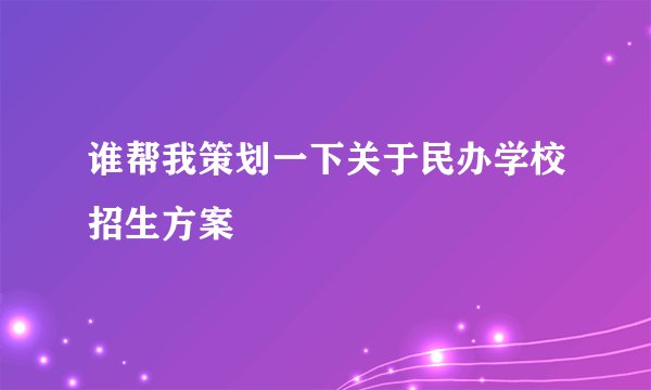 谁帮我策划一下关于民办学校招生方案