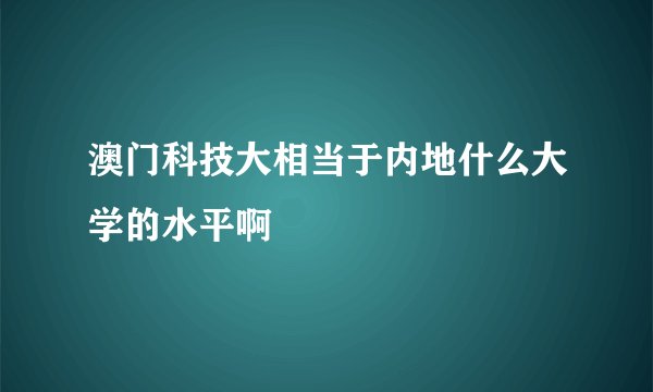澳门科技大相当于内地什么大学的水平啊